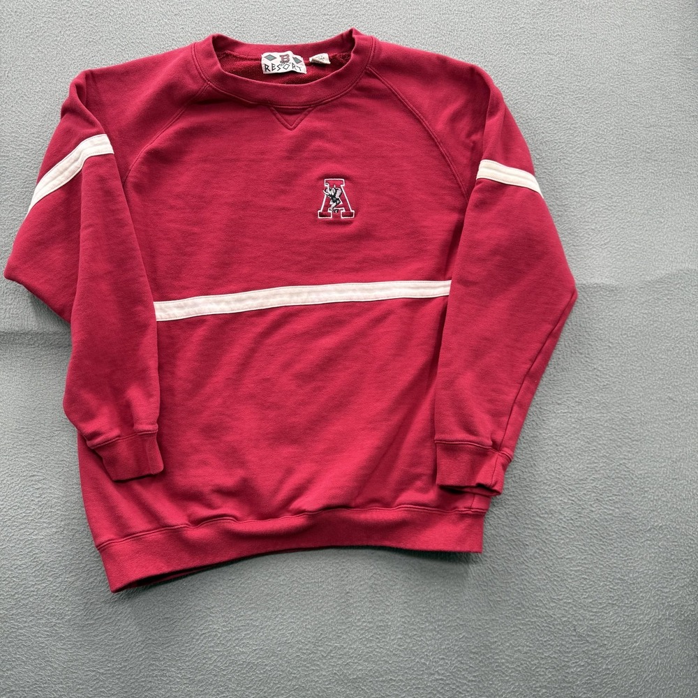 Vintage Resort Sweatshirt Mens Large Red Striped Collegiate A Fleece Crewneck